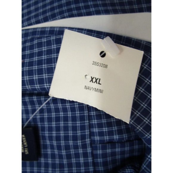 Mens Saddlebred Easy Care Navy White Mini Check XXL Buttondown Shirt New - Picture 4 of 9
